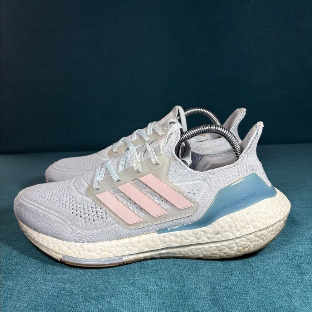 Adidas Ultraboost 21 Women's Running Shoes Sneakers Gray Blue Size 9.5